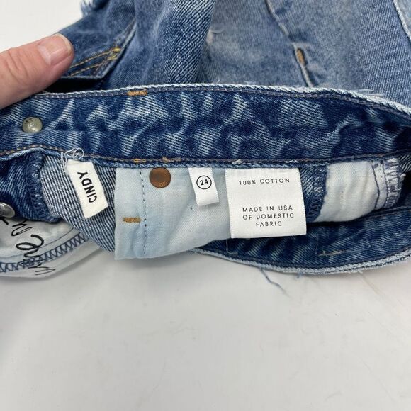 GRLFRND Women's High Rise Blue Denim Cut-Off Short Cotton Button Fly Size 24 - Picture 6 of 7